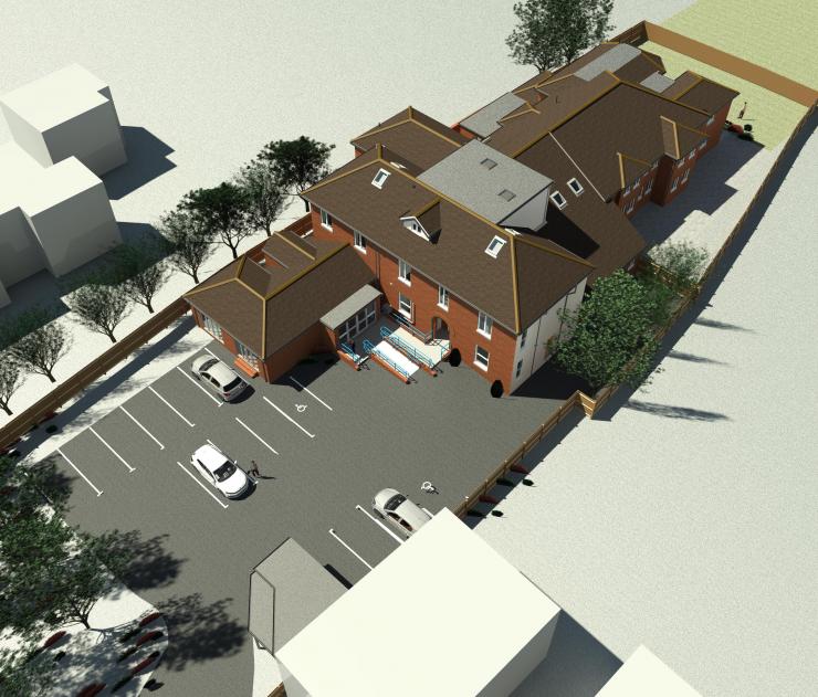 A 3D view render of the front of 96 Draycott Road, formerly Middlestead House