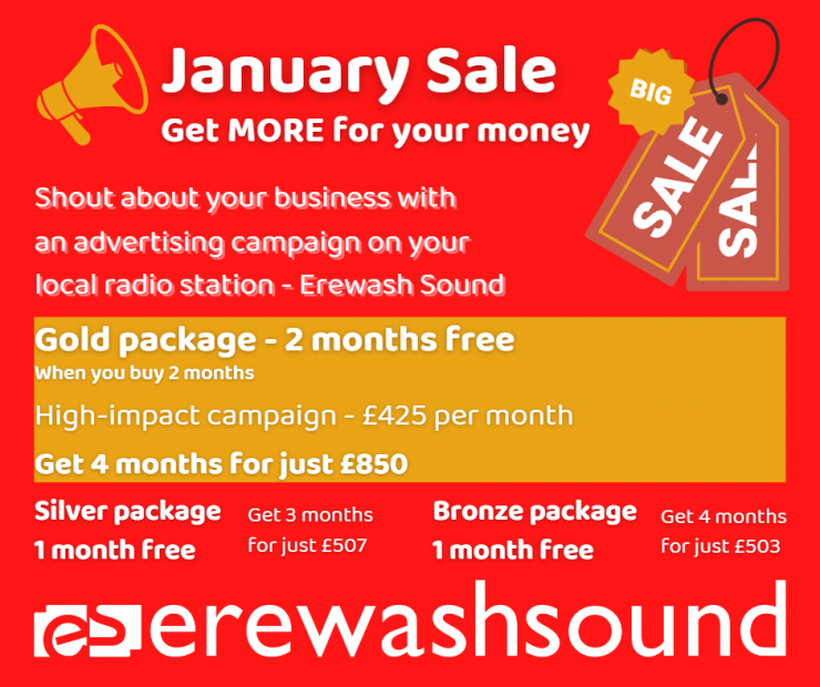 Erewash Sound advertising January sale - headline offers