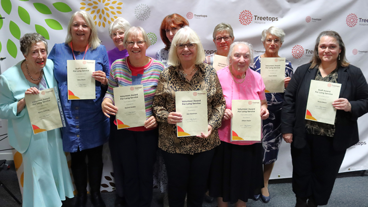 Treetops Hospice has presented special long service awards to volunteers and staff representing an incredible 315 years of dedication and commitment to the local hospice. 
