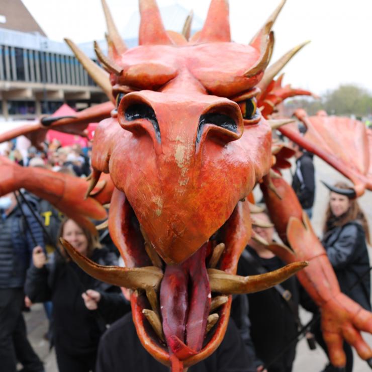 St. George's Day Dragon in Derby Market Place - credit - Derby LIVE