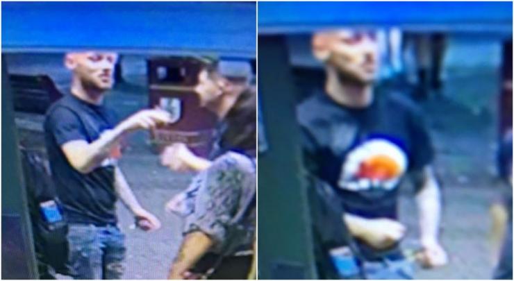 Can you identify the man on the left of this shot? He is thought able to help Police with their enquiries.
