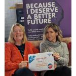 Safe and Sound CEO Tracy Harrison (left) and Project Manager Helen West with the Youth Rights Champion certificate.