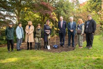 Broomfield Hall head gardener Samantha Harvey (wearing hat), volunteers and apprentices at the second tree planting