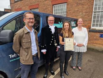 Picture shows, from left: Mark Richardson, The High Sheriff of Derbyshire Michael Copestake, Molly Windsor and Tracy Harrison