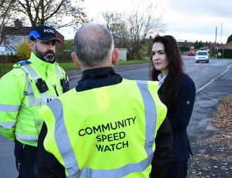 PCC Angelique Foster with a Community Speed Watch team