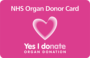 Pink donor card