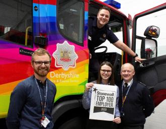 Members of the Service Diversity and Inclusion Team: L-R Inclusion Officer Lukasz Gazda Positive Action Officer Rachel Salmon Station Manager Marc Redford  (Top) Crew Manager Ashley Turner 