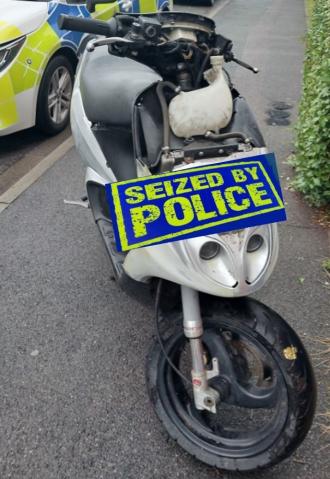 Seized moped in Sandiacre - credit - Derbyshire Police