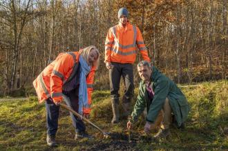 Picture shows Derbyshire County Council’s Cabinet Member for Infrastructure and Environment, Councillor Carolyn Renwick, planting one of over half a million trees planted so far. 