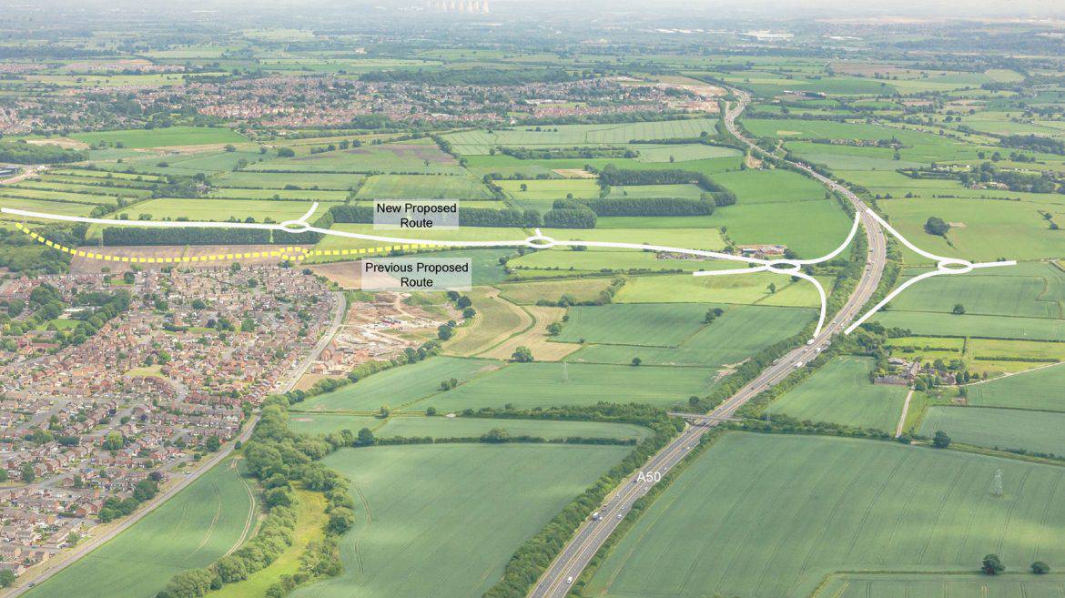 The proposed new A50 junction and link road at Sinfin. Image from Pegasus Planning Group