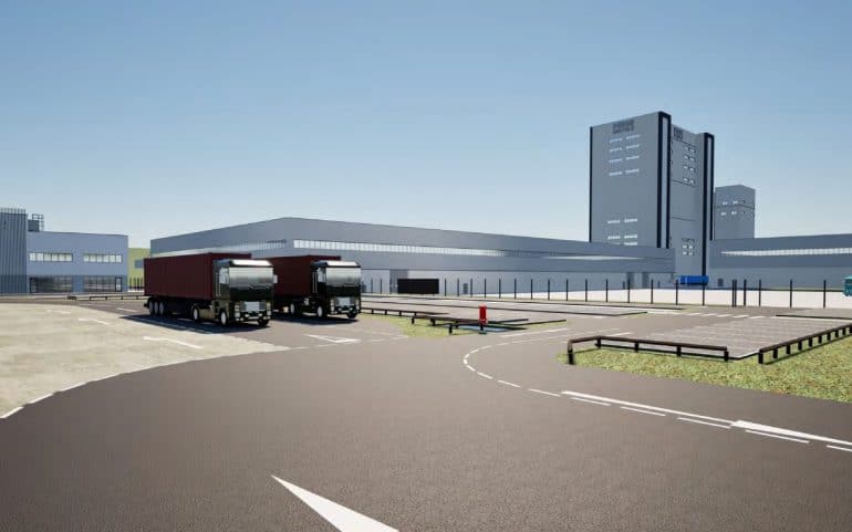 The proposed Fassa Bortolo factory on the former Stanton Ironworks. Image from Stephen George Architects.